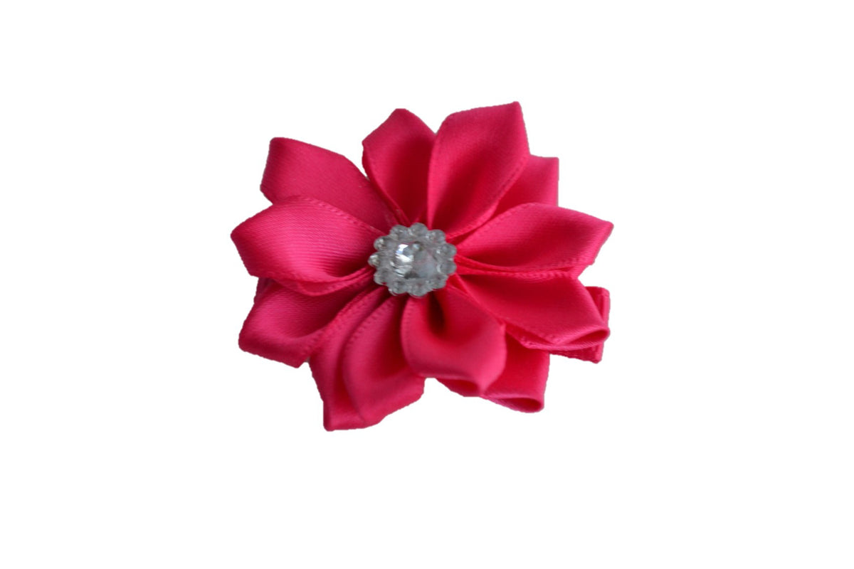 Satin Flower Hair Clip - Hot Pink - Dream Lily Designs