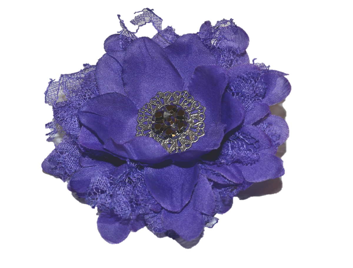 purple flower hair clip