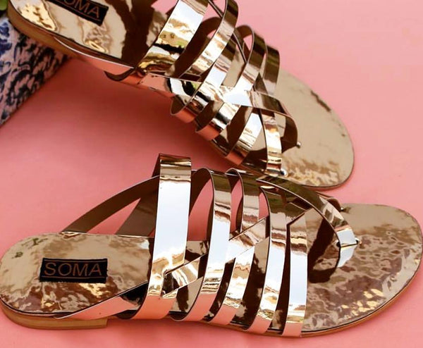 gold and silver sandals