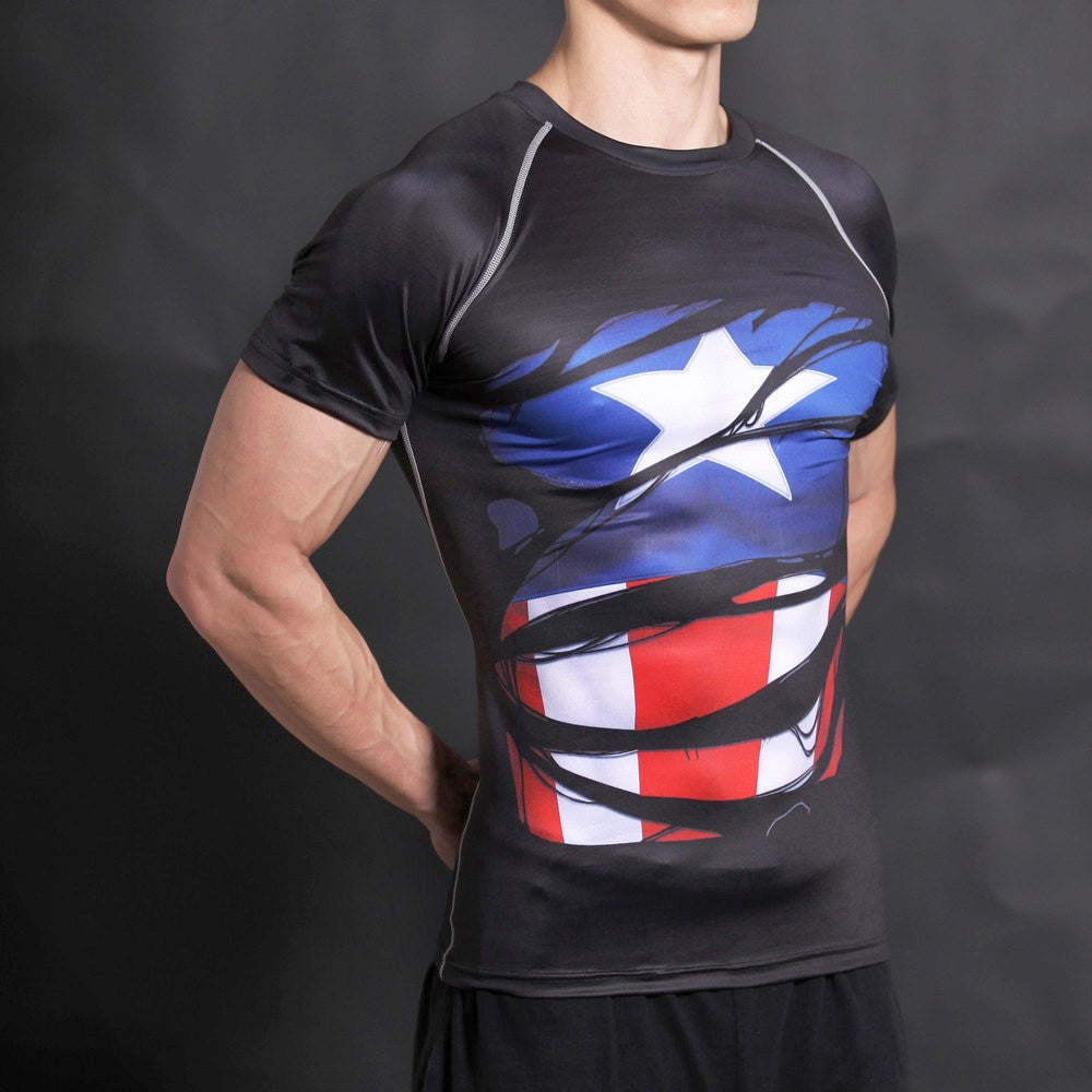 Captain America Alter Ego Dry Fit Shirt Gym Super Heroes