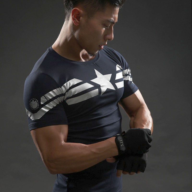 Captain America Dry Fit Shirt Gym Super Heroes