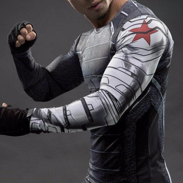 Winter Soldier Long Sleeve Compression Shirt Gym Super Heroes
