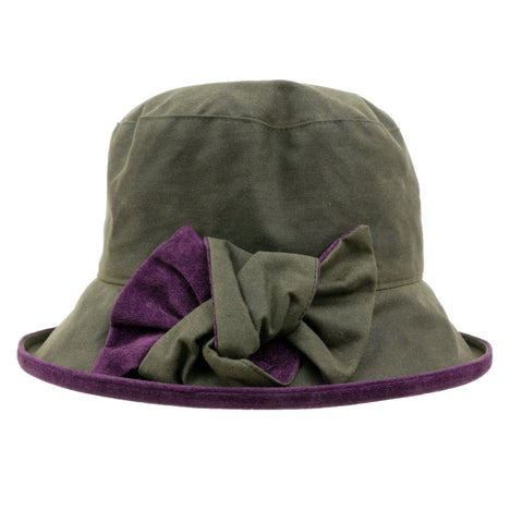 Peak And Brim Zara Green And Blackcurrant Wax Ladies Rain Hat