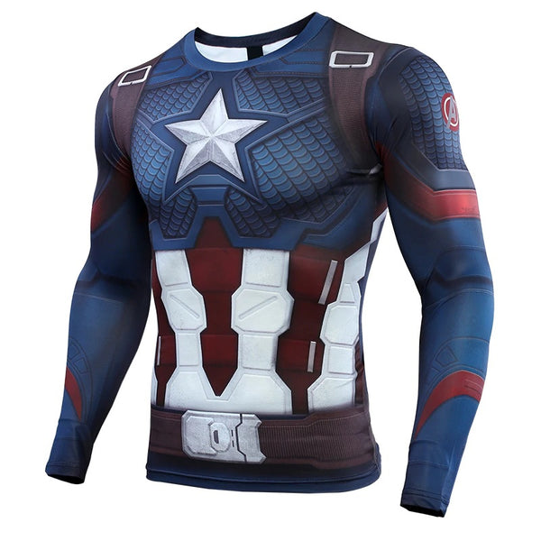 Captain America T-shirt super héros des Avengers MARVEL COMICS Gym Fitness Workout Haut