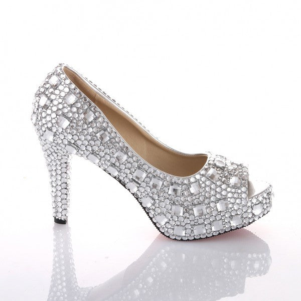 low heel bling shoes