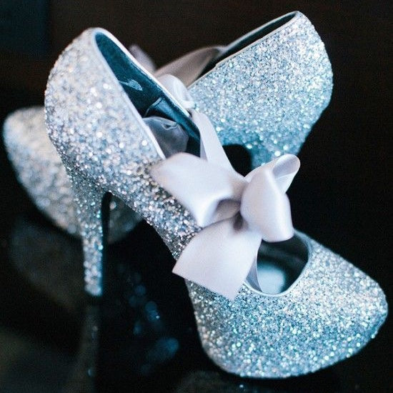blue glitter heels