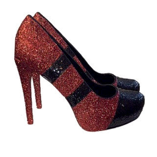 maroon sparkly heels