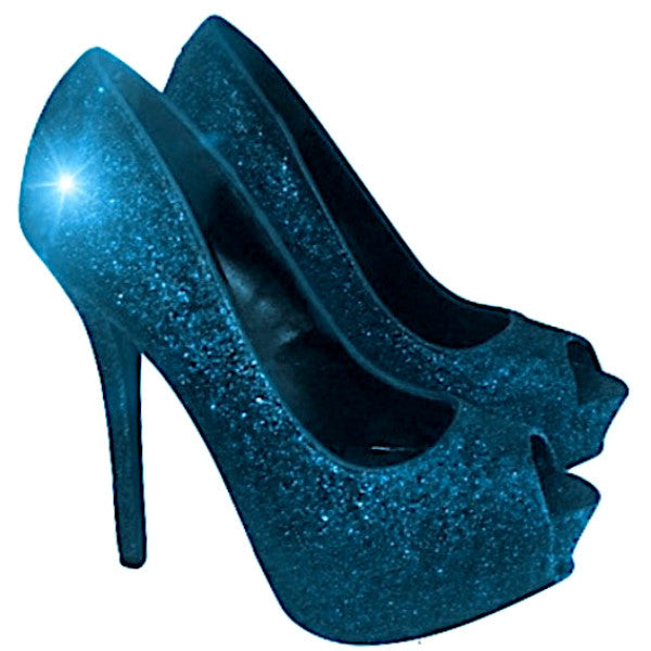 gave bind Metal linje Sparkly Turquoise Blue Glitter Peep Toe high low Heels Wedding bride –  Glitter Shoe Co
