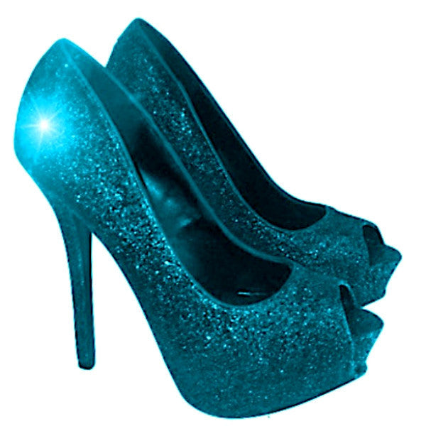 Sparkly Turquoise Blue Glitter Peep Toe 