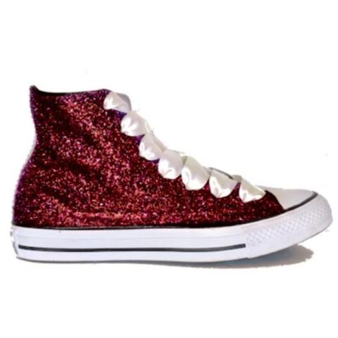 red sparkly converse sneakers