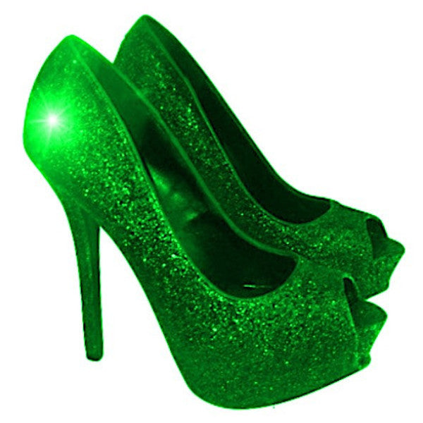 green glitter heels