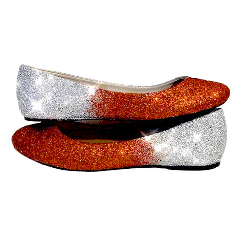 orange glitter shoes