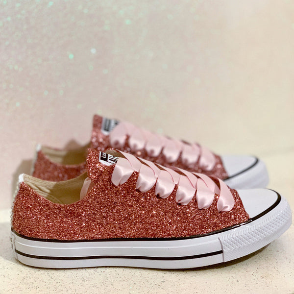 rose gold glitter converse