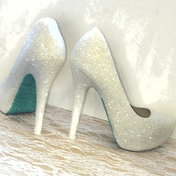 white sequin shoes