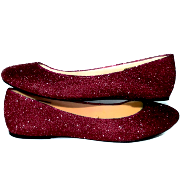 girls red glitter flats