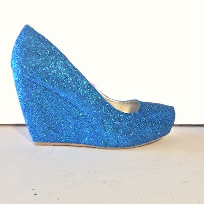 glitter wedge heels