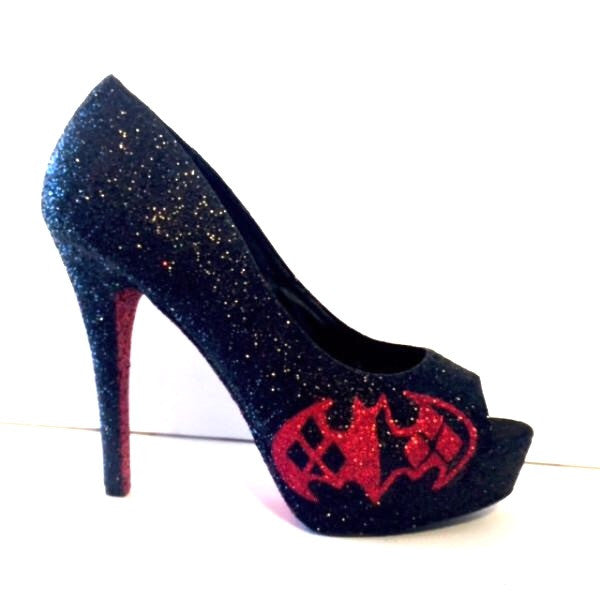 black glitter red bottoms