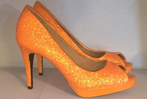 Womens Sparkly Orange Tangerine Glitter 