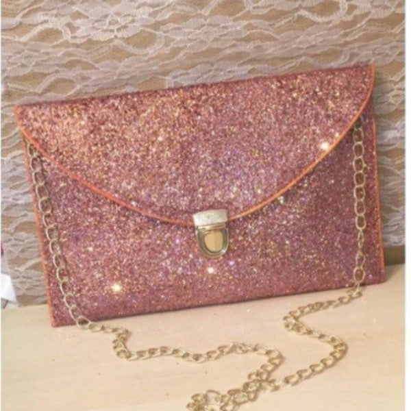 gold sparkle clutch bag