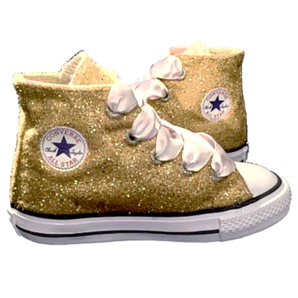 Kids Glitter Converse All Stars Gold 