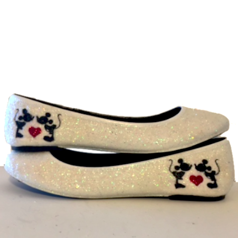 Sparkly Ivory White Glitter ballet Flats bride wedding shoes ...