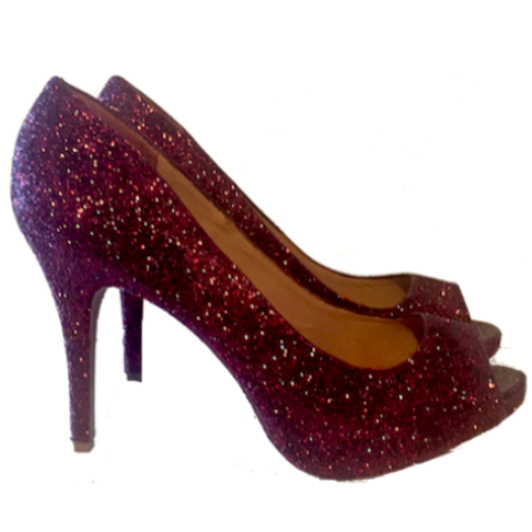 Burgundy Maroon Wine Glitter Peep Toe 