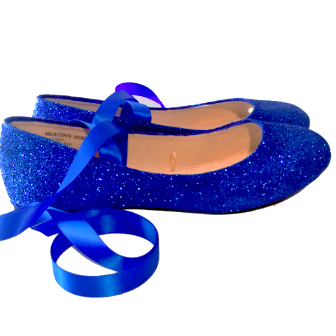 Sparkly Blue Glitter ballet Flats shoes 