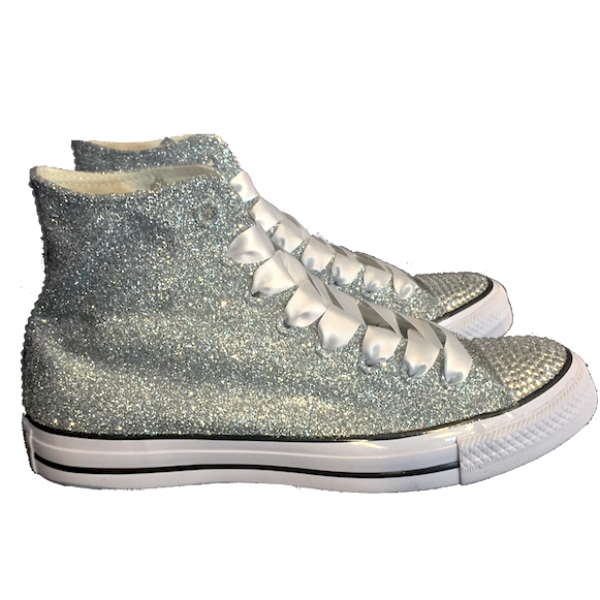Sparkly Glitter Converse Silver Bling 