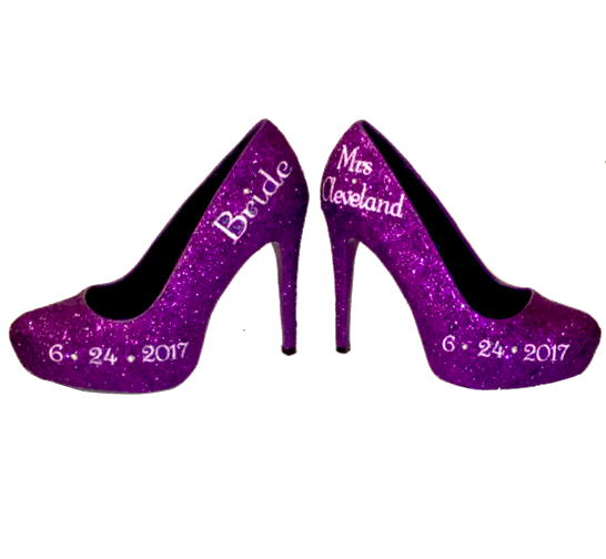 Purple Glitter Shoes Personalized Heels 