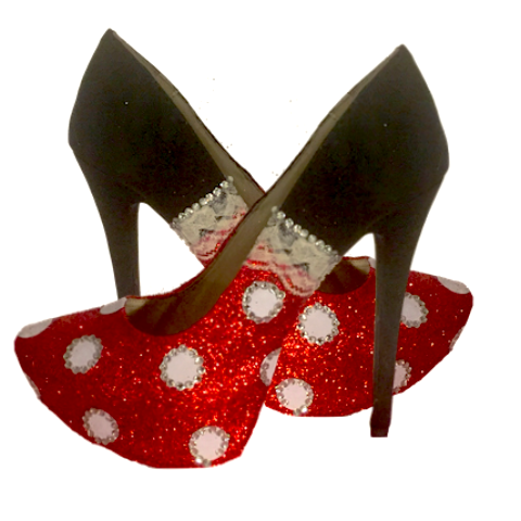 red and white polka dot heels