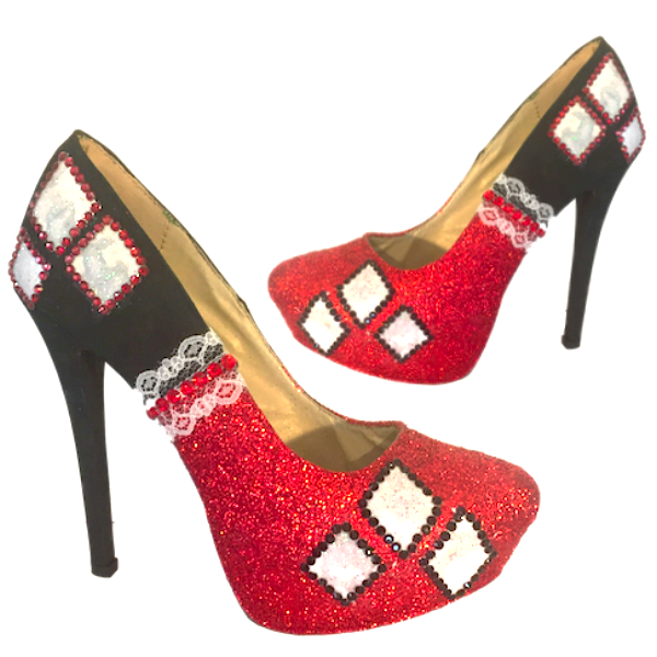 Women sparkly glitter heels Superhero 
