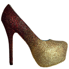 low heel gold glitter shoes