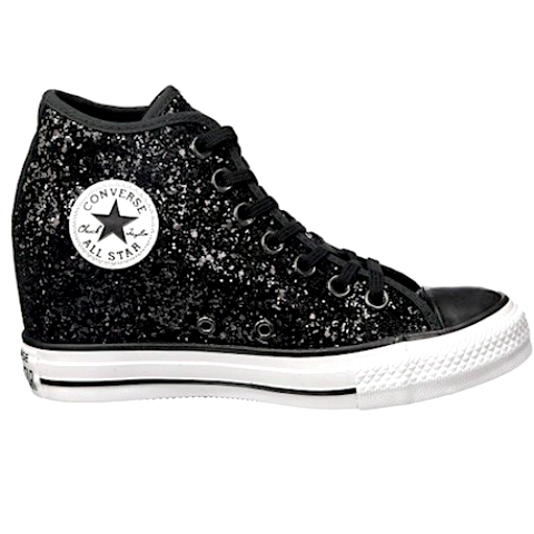 Black Glitter Converse lux Wedge Heels 