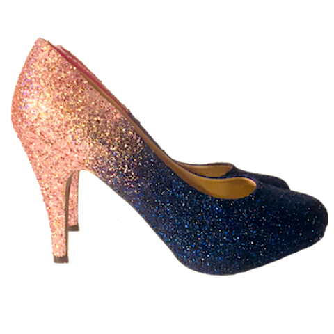Women's Sparkly Navy Rose Gold Ombre 