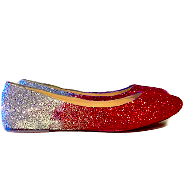 red sparkly flats