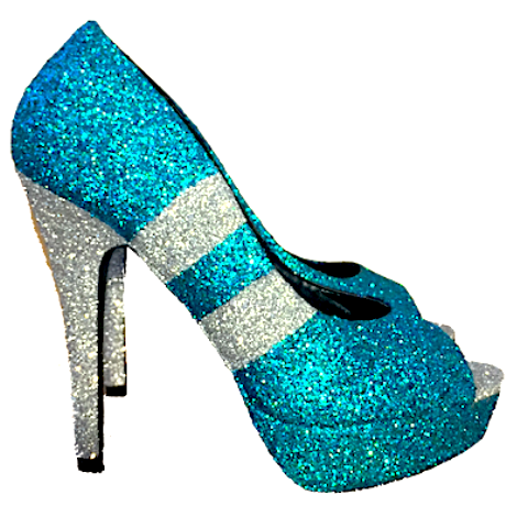 teal glitter heels