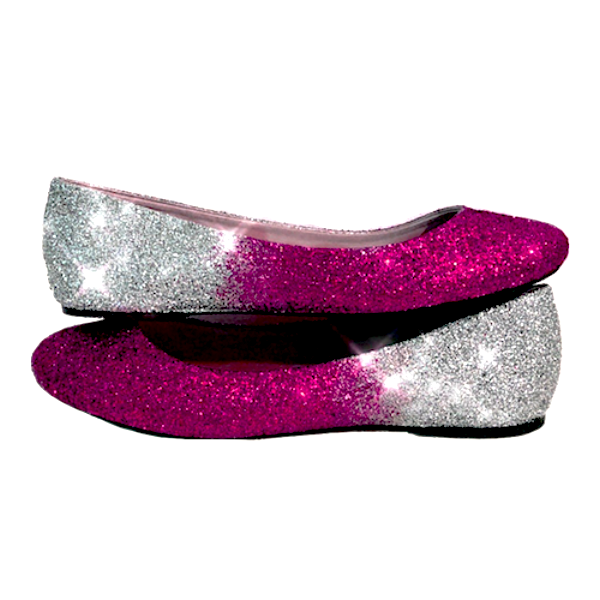 silver glitter flat shoes