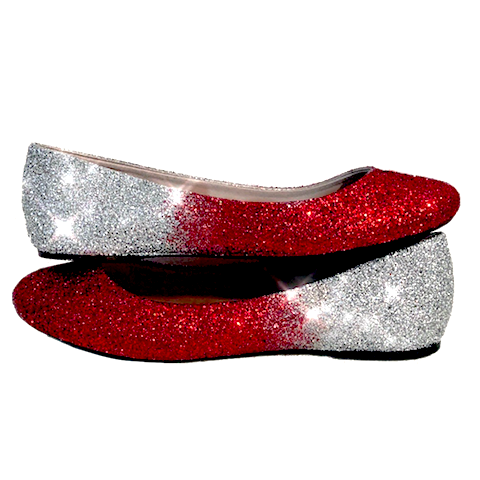 red glitter ballet flats