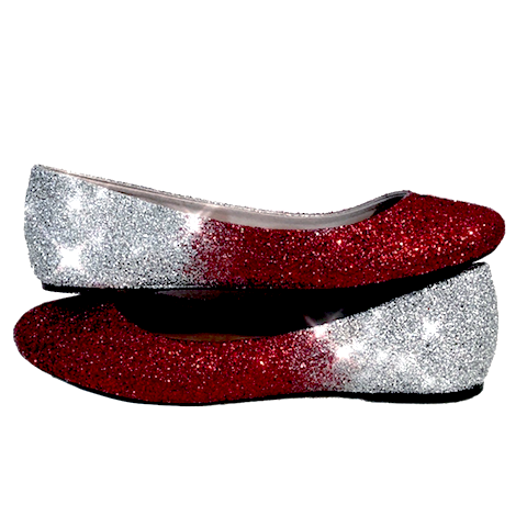 womens red glitter ballet flats