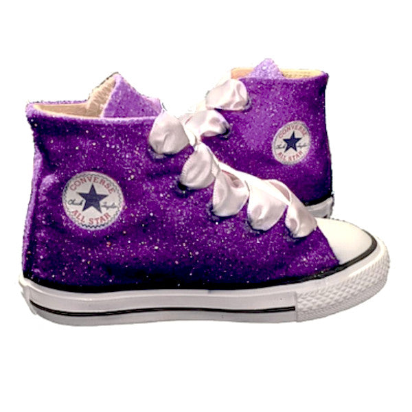 Kids Glitter Converse All Stars Purple 
