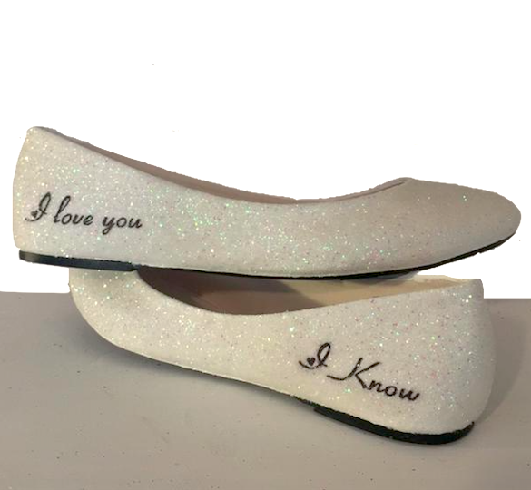 Sparkly Ivory White Glitter ballet Flats bride wedding shoes Star ...