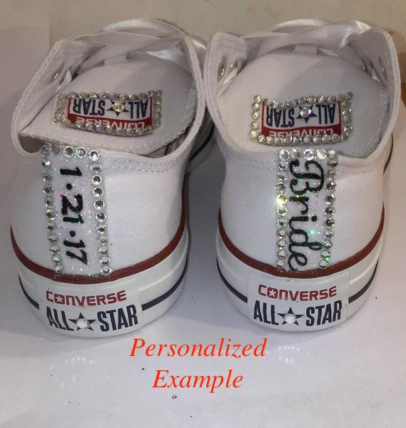 Women's Crystals Bling Converse All Stars Red wedding bride Sneakers –  Glitter Shoe Co