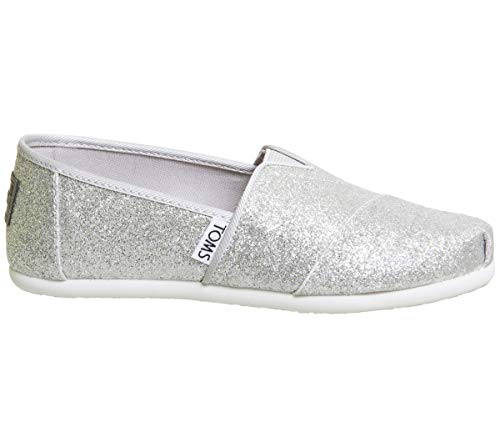 Womens Sparkly Silver Glitter Toms 