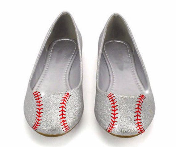 Sparkly Glitter Silver red Baseball 