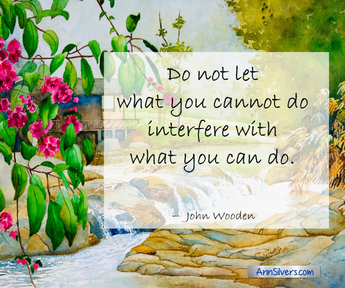 Do not let what you cannot do interfere with what you can do.  John Wooden quote for encouragement in difficult times