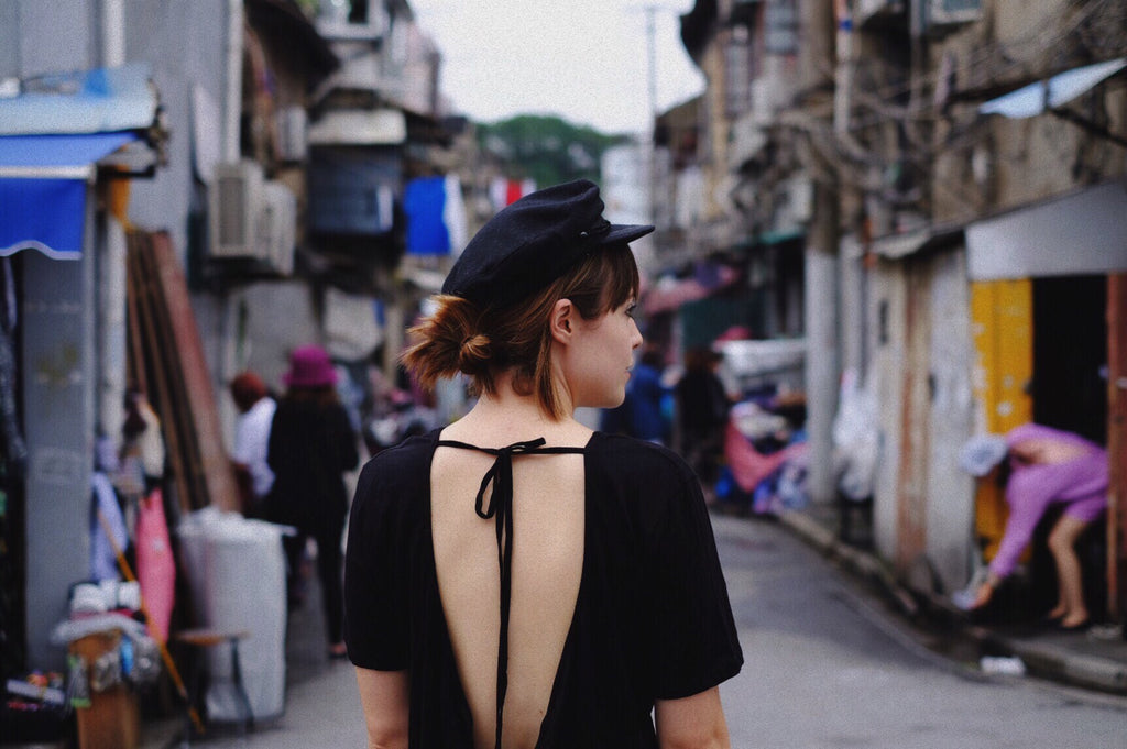 Leah  WEARS the wanderer dress in shanghai