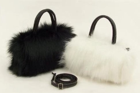 black faux fur bag