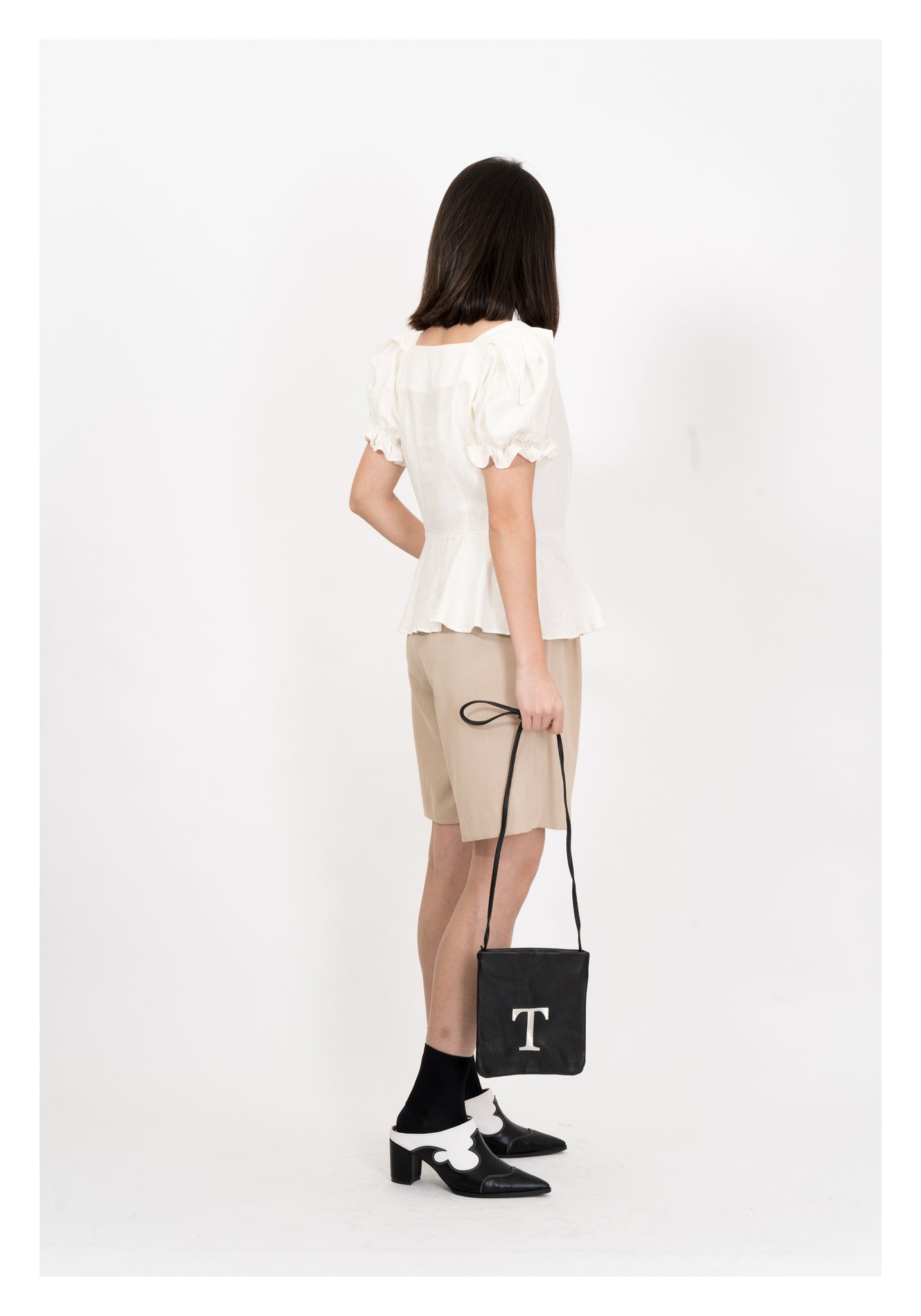 Long Belted Shorts Beige