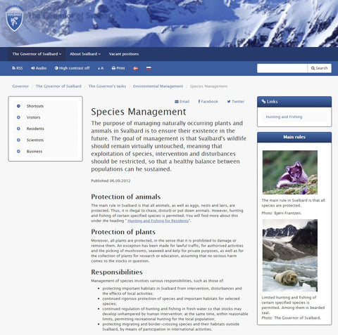 Svalbard Svalbardi Water Sysselmannen Governor Wildlife Regulations Protection Environment