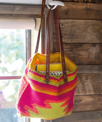 Croched aztec colourful tote bag